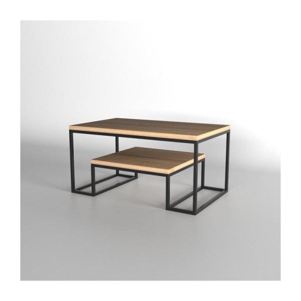 ترابيزة قهوة استيل بني و أسود - 120×60×60 سم