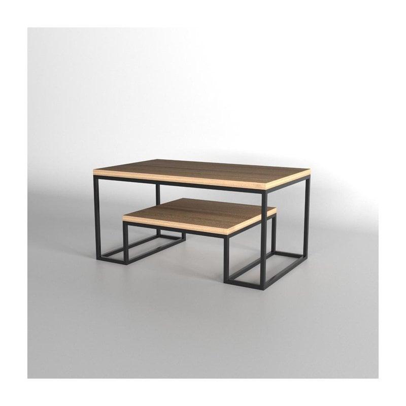 ترابيزة قهوة استيل بني و أسود - 120×60×60 سم