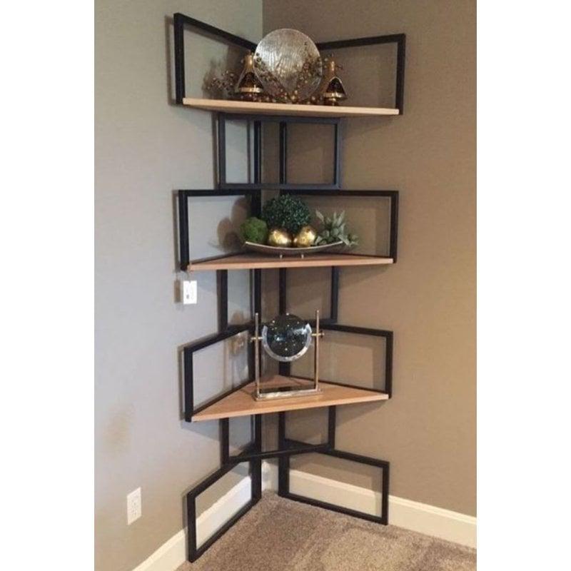 وحدة عرض ستيل و خشب موسكي أسود و بيج - 160×43×43 سم