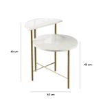 طقم ترابيزات جانبية حديد قطعتين وأبيض - ذهبي