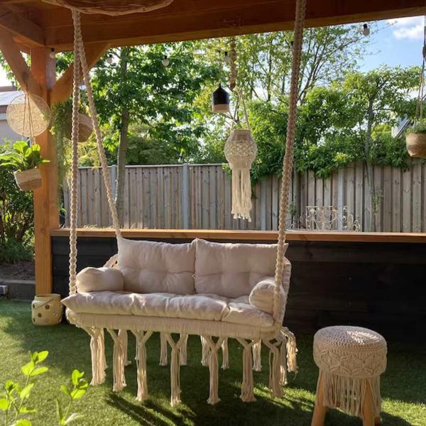 أرجوحة مكرمية معلقة قطن - بيج