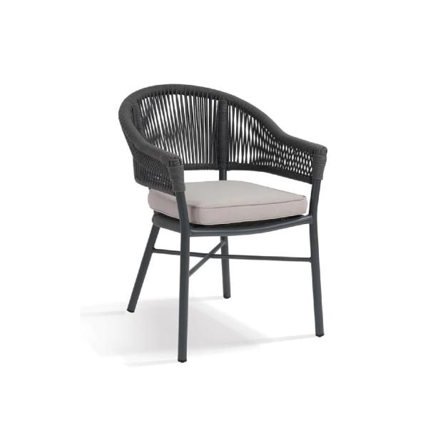 كرسي خارجي حديد - رمادي وبيج