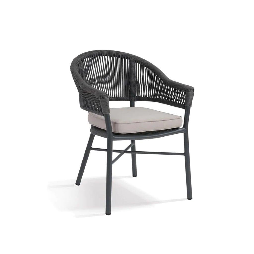 كرسي خارجي حديد - رمادي وبيج