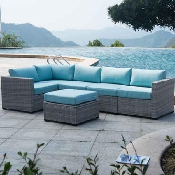 طقم أثاث خارجى رتان بيور وجاكور 2 قطع - رمادي