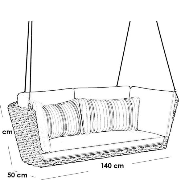 مرجيحة معلقة راتان وحديد - بيج و أزرق