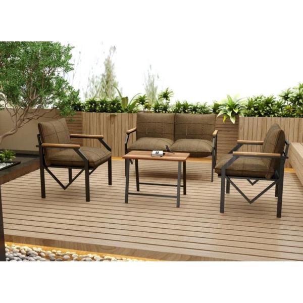 طقم أثاث خارجي - ستيل 4 قطع - بني