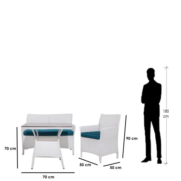 طقم أثاث خارجي بلاستيك رتان 4 قطع - أبيض