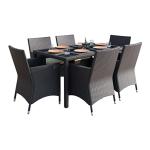 طقم أثاث خارجي رتان 7 قطع - بني