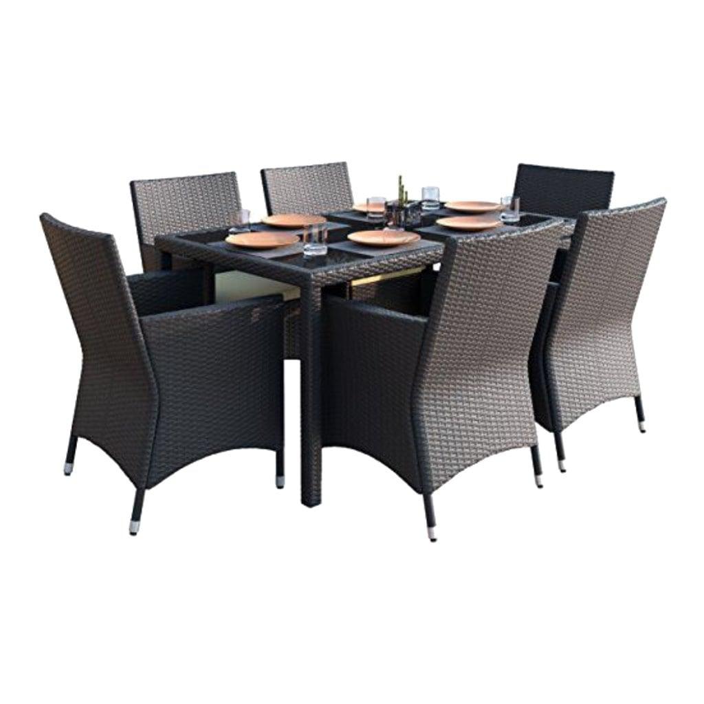 طقم أثاث خارجي رتان 7 قطع - بني