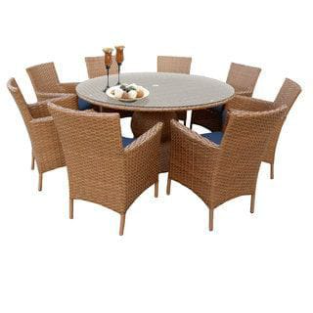 طقم أثاث خارجي  رتان 9 قطع - بني