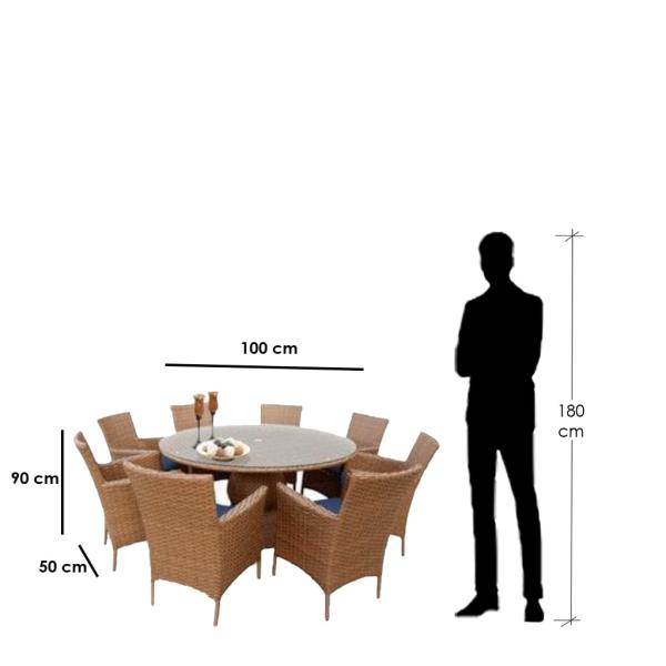 طقم أثاث خارجي  رتان 9 قطع - بني