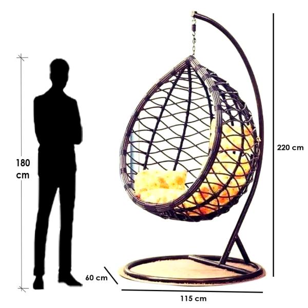 كرسي معلق فردي بلاستيك رتان - بني