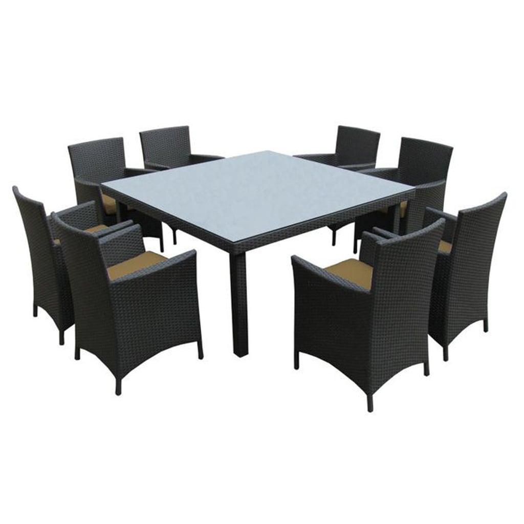 طقم أثاث خارجي رتان 9 قطع - أسود