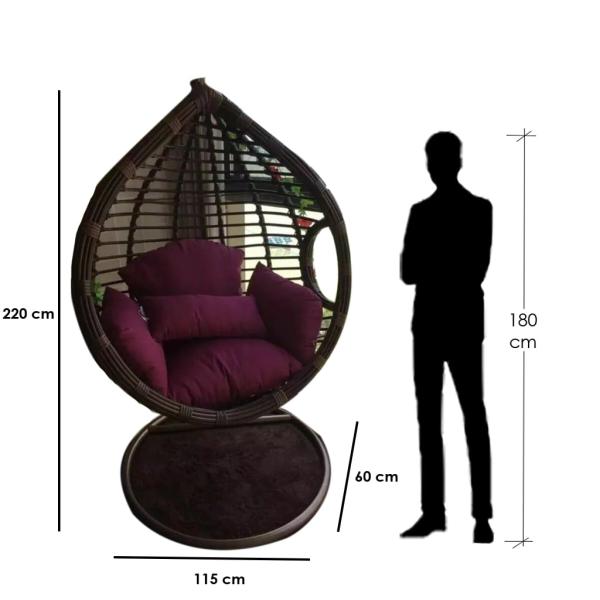 كرسي معلق فردي رتان - بني