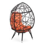 كرسي خارجي راتان - أسود وبرتقالي