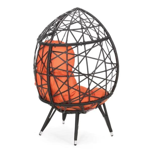 كرسي خارجي راتان - أسود وبرتقالي