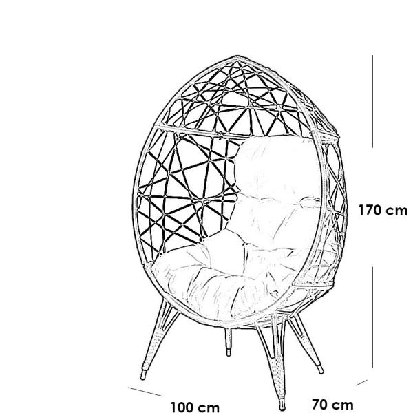 كرسي خارجي راتان - أسود وبرتقالي