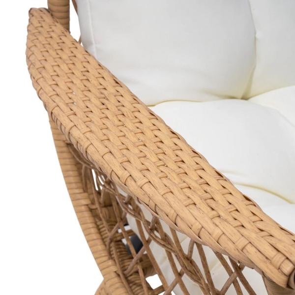 كرسي خارجي راتان - بيج و أوف وايت