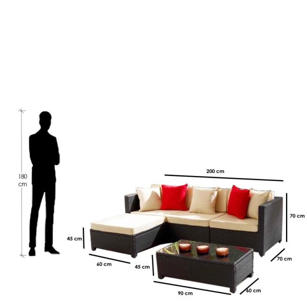 كنبة خارجية رتان و قماش جاجوار - أسود