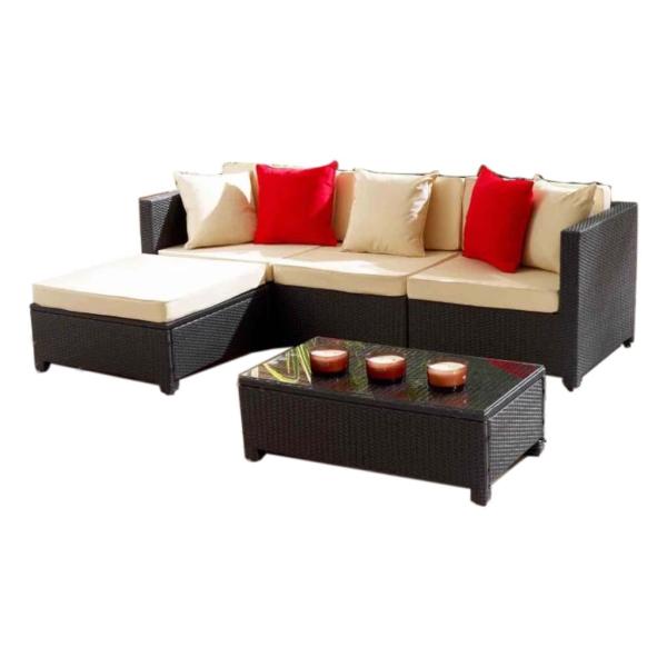 كنبة خارجية رتان و قماش جاجوار - أسود