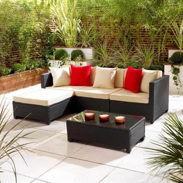 كنبة خارجية رتان و قماش جاجوار - أسود