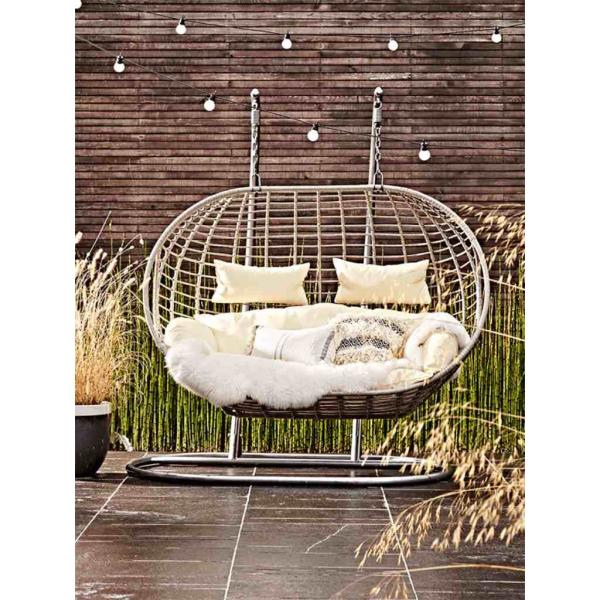 كرسي معلق فردي رتان - بني