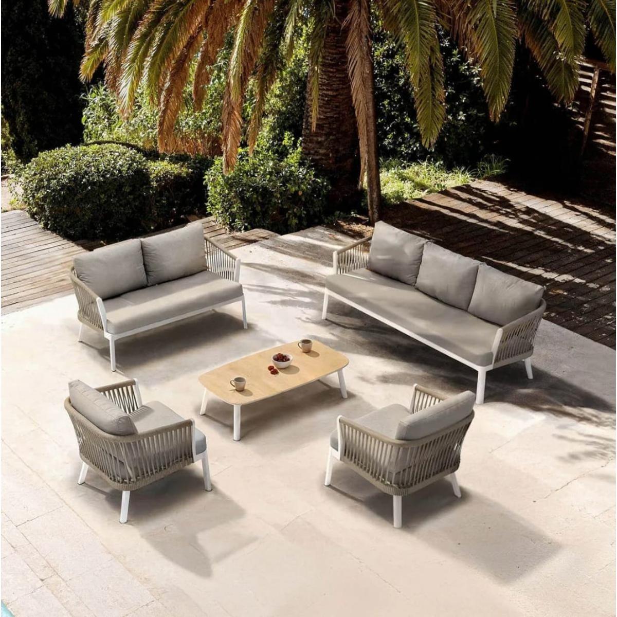 طقم أثاث خارجي حديد و قماش مقاوم للماء 5 قطع -متعدد الالوان