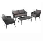 طقم أثاث خارجي حديد و قماش مقاوم للماء 4 قطع -اسود