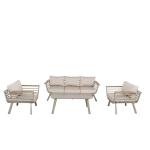 طقم أثاث خارجي حديد و قماش مقاوم للماء 4 قطع - بيج