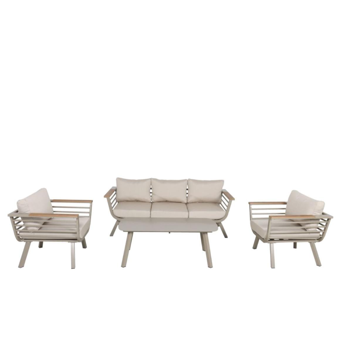 طقم أثاث خارجي حديد و قماش مقاوم للماء 4 قطع - بيج