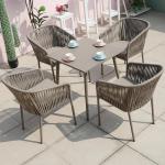 طقم أثاث خارجي حديد و قماش مقاوم للماء 5 قطع -بيج