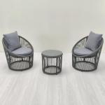 طقم أثاث خارجي حديد و قماش مقاوم للماء 3 قطع -رمادي