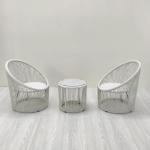 طقم أثاث خارجي حديد و قماش مقاوم للماء 3 قطع -ابيض