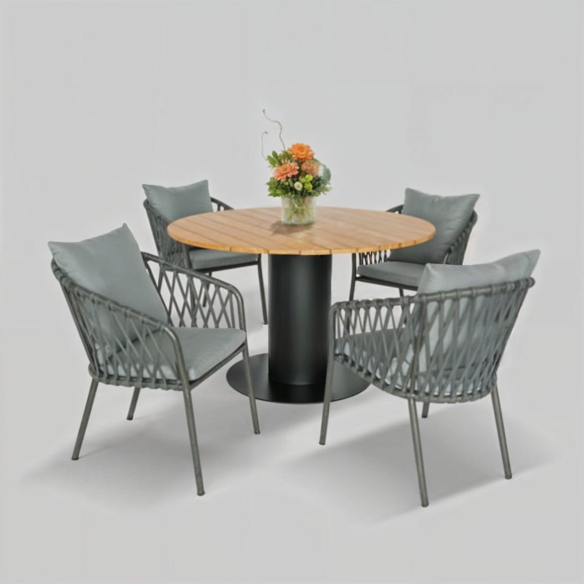 طقم أثاث خارجي حديد و قماش مقاوم للماء 5 قطع -متعدد الالوان