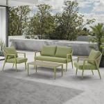 طقم أثاث خارجي حديد و قماش مقاوم للماء 4 قطع - اخضر