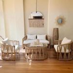 طقم أثاث خارجي حديد و دوبار 4 قطع - بيج