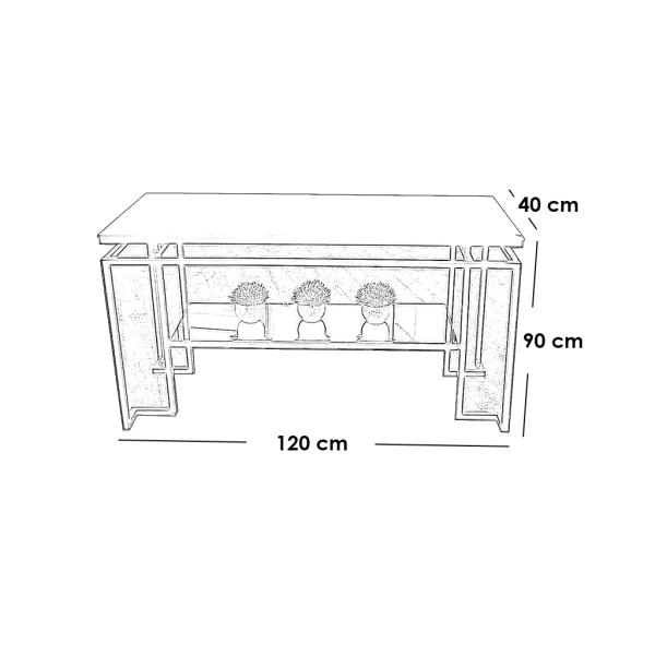 كونسول حديد و زجاج اسود - 90×40×120 سم