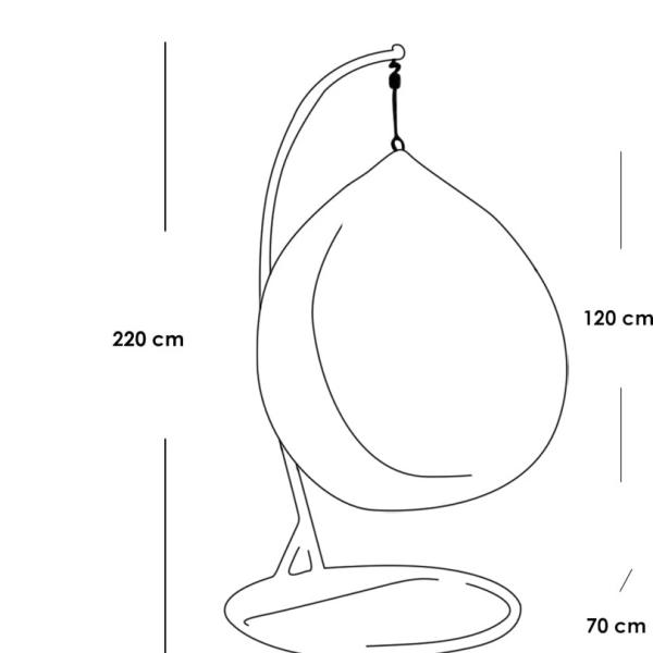 كرسي معلق فردي بلاستيك رتان - أسود