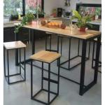 سفرة و 4 كراسي بار ستيل وام دي اف بيج وأسود