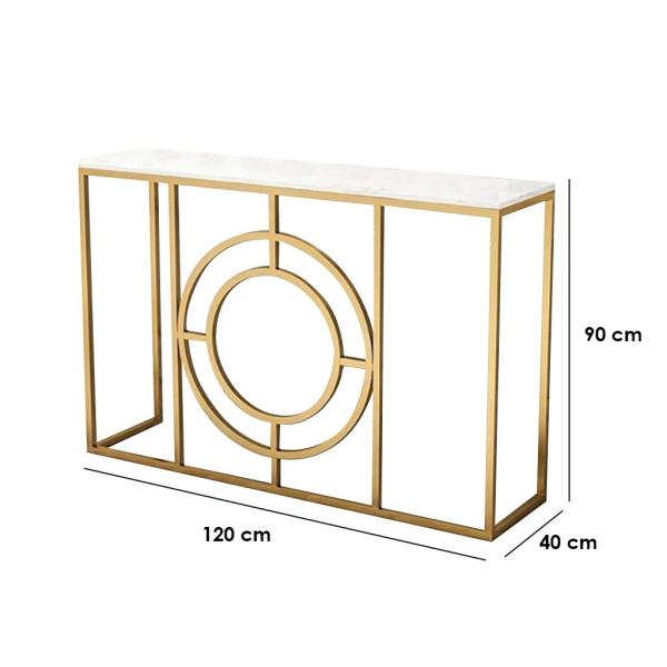 كونسول ستيل و رخام ذهبي و أبيض - 90×40×120 سم