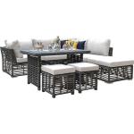 مصنوع من بلاستيك رتان بيور و قماش دك، و يتكون من كنبة و ترابيزة و 2 بوف.