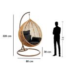 كرسي معلق فردي رتان - ذهبي