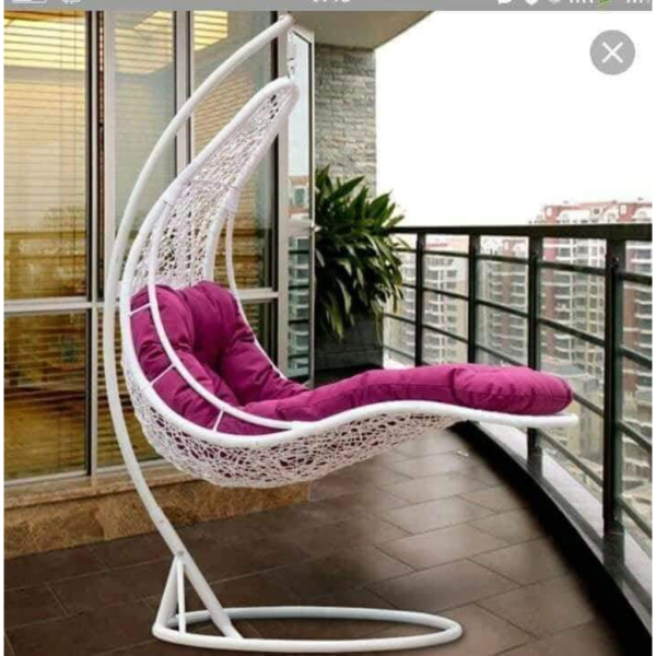 كرسي معلق فردي رتان - أبيض