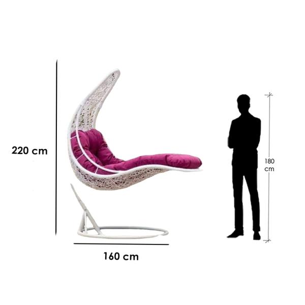 كرسي معلق فردي رتان - أبيض