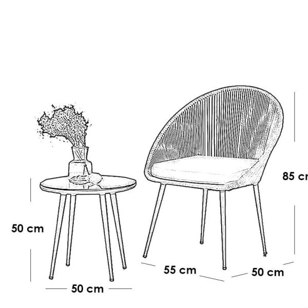 طقم أثاث خارجي حديد و خيط دوبار 3 قطعة - بيج