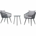 طقم أثاث خارجي حديد و خيط دوبار 3 قطعة - رمادي