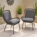 طقم كراسي خارجي راتان وحديد وجاكوار قطعتين - أسود ورمادي