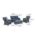 طقم أثاث خارجي 4 قطع حديد و الرتان - أزرق و رمادي