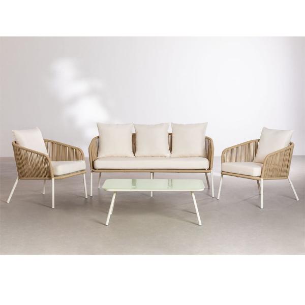 طقم أثاث خارجي بريميوم 4 قطع - بيج