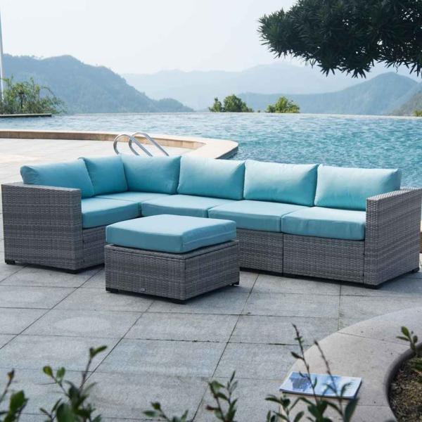 طقم أثاث خارجى رتان بيور وجاكور 2 قطع - رمادي